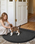 Color&Geometry Outside Front Door Mat, 32"x48" Half Circle Black Grey - Image 5