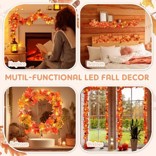 VIHOSE 2 Pack Fall Maple Leaves Thanksgiving Garland 11.5ft, Colorful - Image 7