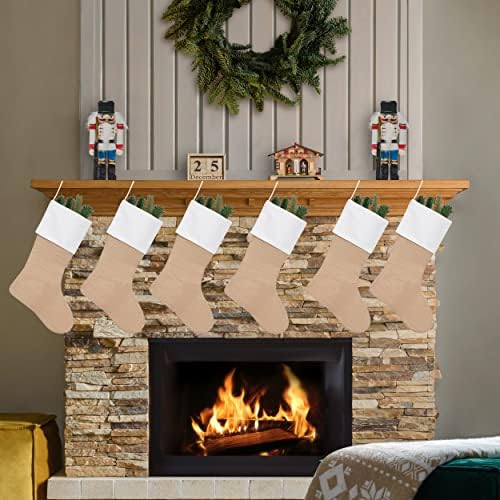 18" Burlap Christmas Stockings Bulk Plain Xmas Neutral Stockings for Fireplace Hanging,Pack 14 - Image 4