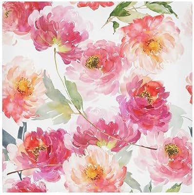Pink Floral Cloth Napkins 20 X 20 Inch, Table Dinner Washable Napkins Set Polyester for Party Dinner Decoration,Set of 6 by ALAZA