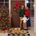 2 Pcs Merry Christmas Doormat, Nativity Scene Door Mat Christmas Non Slip Coir Mats Floor Striped Rug Layering Doormats Seasonal for Xmas Winter Doormats Front Porch Entryway Decor 24” x 32" - Image 6