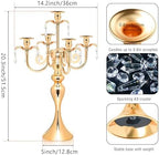 20.3'' Tall 5 Arm Candelabra Centerpiece for Table, Metal Elegant Candle Holder, Retro Candlestick Table Centerpieces for Party, Events, Home, Wedding Decor (4, Gold) - Image 2