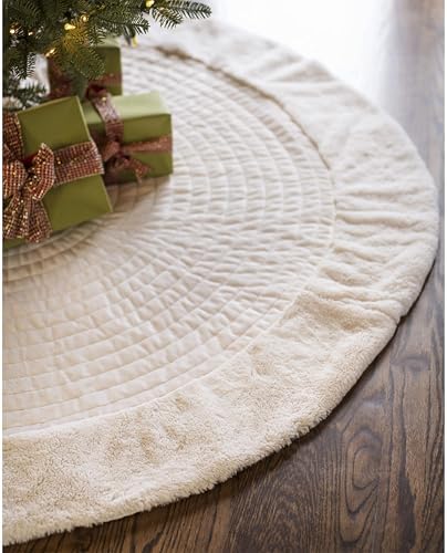 Balsam Hill Berkshire Christmas Ivory Tree Skirt - Elegant Quilted Tree Base that Beautifully Conceals Your Stand and Enhances Your Holiday Decorating, Ivory, 60" by BalsamHill