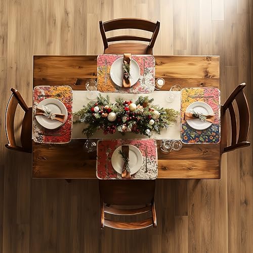 4-Piece Floral Patchwork Quilted Placemats, Original - Image 2