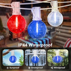 LAMPHOME 4-Pack 26Ft Outdoor Red White Blue String Lights, Patriotic Patio Light with 12+1 Edison Bulbs, LED Shatterproof String Lights for Outside Bistro Christmas Patio Party Decorations - Image 3