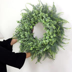 26" Artificial Eucalyptus & Boston Ferns Wreath for Front Door (Gray-Green) - Image 4