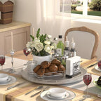 Oroyutor 18-Inch Oak Lazy Susan Organizer with Silver Iron Rail - Image 2