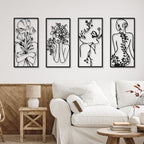 Cindeer 4 Pcs Metal Wall Art Decor Minimalist Abstract Woman Wall Art Line Drawing metal line art Home Hanging Art Decor for Bedroom Kitchen Bathroom Living Room(Fresh,Black) - Image 6