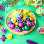 CroBlissful 40 Pcs Mardi Gras Decorative Balls Bowl Filler Purple Green Gold Ball Filler for Mardi Gras Holiday New Orleans Party - Image 3