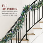 Best Choice Products 9ft Pre-Lit Christmas Garland Holiday Décor for Stairs, Mantel, w/Pine Cones, 2-in-1 White & Multi LED Lights - Semi-Flocked - Image 4