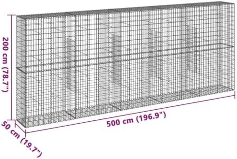 vidaXL Gabion Basket with Cover 196.9"x19.7"x78.7" Galvanized Iron - Image 3