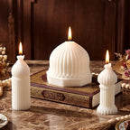 3 Pcs Eid Mubarak Candles Ramadan Decoration Ramadan Mosque Shaped Soy Wax Scented Candle for Eid Islamic Home Decor Gift, Halal Islamic Meditation Table Centerpiece Decor Festive Supplies(White) by Conelist