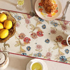 patdrea Designer Farmhouse Linen Thick Table Runner, Rustic Cottage Beige with Floral Pattern Fabric Table Mat, Decoration for Kitchen Dining Coffee Table Banquet Christmas , 12"*102" - Image 4