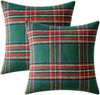 MIULEE Christmas Plaid Euro Pillow Covers Set of 2 24x24inch Green - Image 7