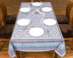 72x118 Inches Rectangle Hand Block Printed Cotton Tablecloth, Red Grey Floral Table Cloths Washable, Indian Table Linen for Halloween Christmas Outdoor Thanksgiving Gifts Home Decor Dinning Outdoor - Image 2