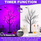 Halloween Indoor Decorations 2 Pack 24 Inch Black Halloween Tree with 24 Purple Led Lights, Timer/USB/Battery Operated Lighted Spooky Tabletop Tree for Halloween Decor Home Table Holiday Party - Image 3