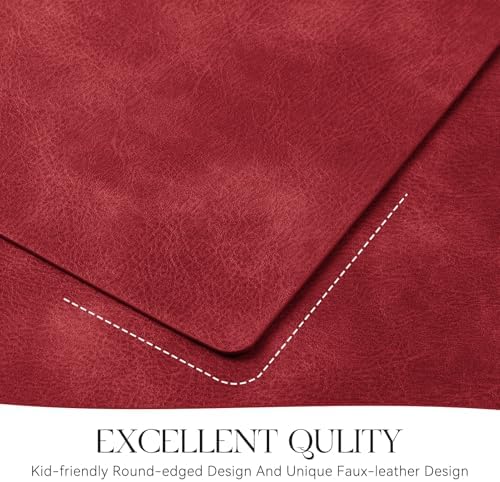 MOSAYT Vinyl Faux Leather Placemats, Set of 8, Red - Image 5