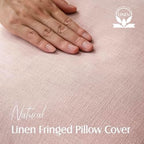 Foindtower Decorative Linen Fringe Throw Pillow Covers 20×20 Light Pink - Image 2