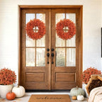 20 Inch Fall Wreaths for Front Door, Autumn Floral Outdoor Wreath - Image 2