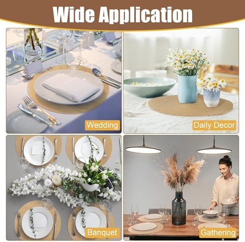 Aneco 100 Pieces Round Burlap Placemats 11.8 Inch Reusable Brown Table Mats Heat Resistant Natural Jute Fibers Placemats Burlap Circle Rustic Table Decorations for Dinner Holiday Farmhouse Decor - Image 7