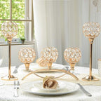 Crystal Tealight Candle Holder Centerpiece Home Decorative Candlestick Holder Elegant Table Centerpiece Home Decor Wedding Party Anniversary (Gold, Set of 3) - Image 2