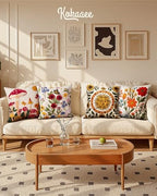 Embroidered Throw Pillow Cover 18x18 Inch - Spring Summer Boho Decorative Pillow Cover with Zipper for Living Room Couch Sofa Bed Aesthetic Design Mushroom Moon Cushion Pillowcase (Pack of 2) - Image 6