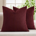 Mecatny Corduroy Decorative Throw Pillow Covers 26x26 Set of 2 Burgundy by Mecatny