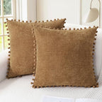 CaliTime Decorative Couch Throw Pillow Covers 22 X 22 Inches Apricot Brown by CaliTime