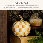 MACKENZIE-CHILDS Resin Pumpkin, Mini, Golden-Yellow-and-White Amber Check - Image 2