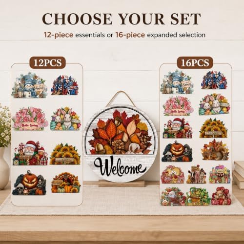 Interchangeable Welcome Sign for Front Door, 11.8In Wooden Door Sign，12 Pcs - Image 5
