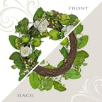 National Tree Company 24 inch Artificial Spring Wreath with Rose, Apples and Berries, Realistic Floral Decoration for Front Door or Indoor Décor - Image 4