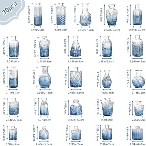 Babenest 30pcs Small Bud Vase Set for Home Party Deco,Blue - Image 3