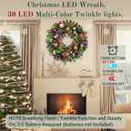 28 Inch Artificial Christmas Wreath with 30 LED Lights - Image 5