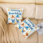 Erosebridal Hanukkah Theme Throw Pillow Covers Happy Festival Pillow Cases 24X24 Inch for Sofa Bed Couch,Cute Gnomes Cake Stars Decorative Cushion Covers Winter Snowflake 2Pcs - Image 2