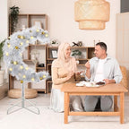 Glooglitter 3ft Ramadan Moon Tree: Lighted Crescent Artificial Tree with Star String LED Eid Outdoor Decoration for Eid Ramadan Garden Home Bedroom Party Decor(Silver) - Image 6