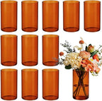 TBWIND 12pcs 6 Inch Amber Glass Cylinder Vases for Centerpieces by TBWIND
