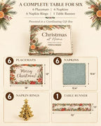 19-Piece Christmas Table Decor Set with Runner, Placemats & Napkin Rings - Image 2