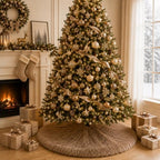 60 Inch Christmas Tree Skirt - Fluffy Faux Fur Light Brown Tree Skirt, Toka Colored Plush Xmas Holiday Decor for Parties, Small Round Tree Skirt - Image 7