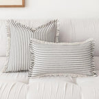 YEENAASY Throw Pillow Covers 24x24 Boho Striped Pillow Cases with Tassel - Image 2