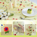 6PCS Green Floral Table Runner 10 FT, Embroidery Daisy Table Runners Seasonal Spring Summer Sheer Tulle Dining Table Decor for Home Party Birthday Decor 29x120 Inch - Image 3