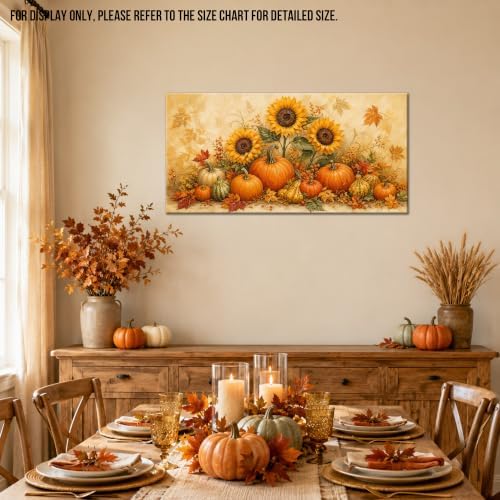 WAXWHELK Pumpkin Fall Canvas Wall Art, Autumn Thanksgiving Sunflower Harvest Painting Pictures, Rustic Farmhouse Artwork for Kitchen Bedroom Living Room Decor (16"x32") - Image 4
