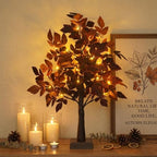 2.2 Ft 24 LED Lighted Trees for Indoor Decor Light Up Tree with Leaf Purple by Unknown