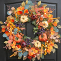 Fall Wreaths for Front Door 24 Inch Autumn Rustic Farmhouse Harvest Wreath by SoomeirWreath