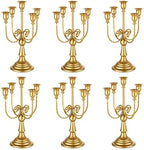 Romadedi Gold 5 Arm 11.8" Candelabra Candle Holders, Set of 6 by ROMADEDI