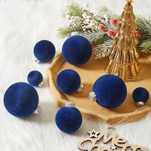 Velvet Christmas Ornaments Set 38Pcs Flocked Shatterproof Christmas Ornaments for Christmas Tree Decorations Xmas Decorative Hanging Christmas Ball Ornaments for Holiday Home Decor - Image 5