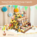 Wisreach 7 Tier Wooden Cupcake Stand & Towers Serving Trays for Party with Vine Decoration — Party Display Serving Ladder with Platter for Cake, Snacks — Perfect for Catering, Events & Centerpieces - Image 4