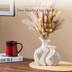 Heart Vase Set of 2, White Ceramic Vases, Wedding Gift for Couples - Image 3