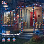Connectable Red White and Blue String Lights Outdoor Indoor, 42FT 100LED 4th of July Decorations Plug in with Timer, 13 Modes Patriotic Globe Waterproof Fairy Lights for Independence Day Memorial Day - Image 5