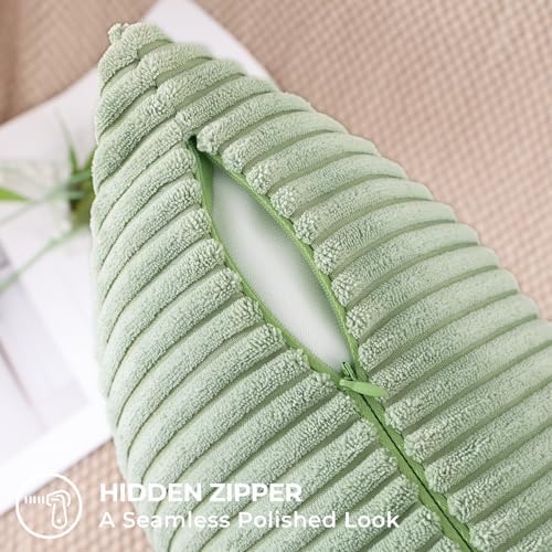 Mecatny Corduroy Decorative Throw Pillow Covers 24x24 Set of 2 Sage Green - Image 4