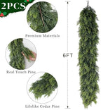 Lifelike Touch Artificial Cedar Garland for Christmas Decor(6 FT,2 PCS) - Image 5